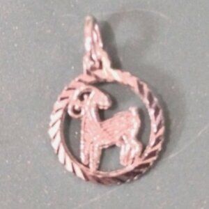 Silver Zodiac Aries Charm Pendant Approx 1/2' diameter